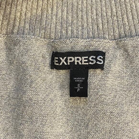 FLAWLESS Express S Silver Sparkle Animal Print Low V Knit Sweater Top - Picture 4 of 5